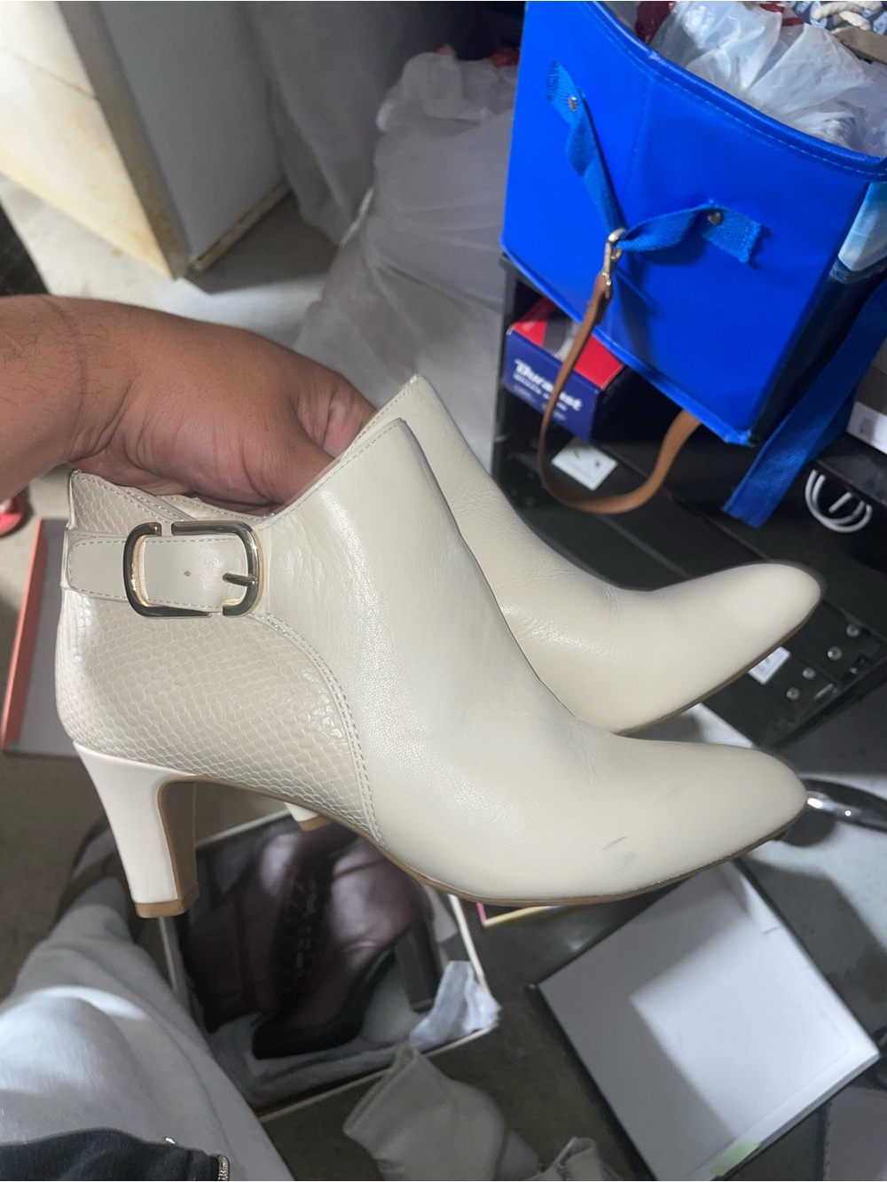 Alfani Cream Women's Ankle Boots with Buckle Accent